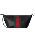 Mega Web Trademark Small Toiletry Case – Black Leather