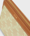 Cosmetic Lipstick Pouch in Triomphe Canvas and Calfskin – Sandcastle / Soft Lime