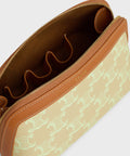 Cosmetic Lipstick Pouch in Triomphe Canvas and Calfskin – Sandcastle / Soft Lime