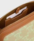 Cosmetic Lipstick Pouch in Triomphe Canvas and Calfskin – Sandcastle / Soft Lime
