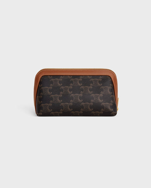 Cosmetic Lipstick Pouch in Triomphe Canvas and Calfskin – Tan