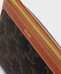 Cosmetic Lipstick Pouch in Triomphe Canvas and Calfskin – Tan