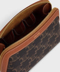 Cosmetic Lipstick Pouch in Triomphe Canvas and Calfskin – Tan
