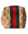 Small Cosmetic Case with Web – Sand / Dark Brown GG Canvas