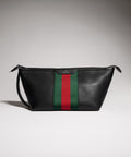 Mega Web Trademark Small Toiletry Case – Black Leather