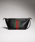 Mega Web Trademark Small Toiletry Case – Black Leather
