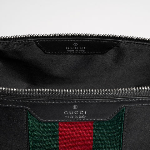 Mega Web Trademark Small Toiletry Case – Black Leather