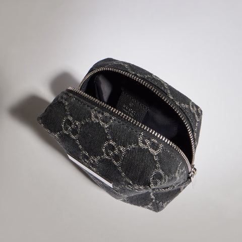 Small Cosmetic Case with Gucci Plaque – Black GG Denim