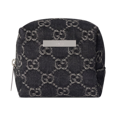 Small Cosmetic Case with Gucci Plaque – Black GG Denim