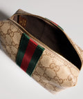 Medium Cosmetic Case with Web – Sand / Dark Brown GG Canvas
