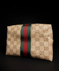 Large Cosmetic Case with Web – Sand / Dark Brown GG Canvas