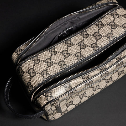 Gucci Essence Classic Small Toiletry Case – GG Canvas - Beige / Black GG