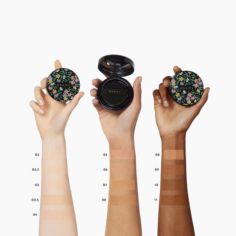GUCCI Éternité de Beauté Cushion Foundation 14g - arm swatches all shades