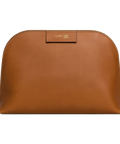 Large Cosmetic Pouch in Smooth Calfskin – Soft Tan / Ultra Red