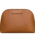 Medium Cosmetic Pouch in Smooth Calfskin – Soft Tan / Ultra Red