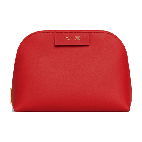 Medium Cosmetic Pouch in Smooth Calfskin – Ultra Red / Syrah