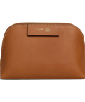 Small Cosmetic Pouch in Smooth Calfskin – Soft Tan / Ultra Red