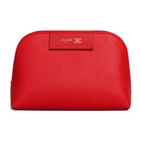 Small Cosmetic Pouch in Smooth Calfskin – Ultra Red / Syrah