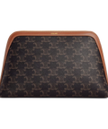 Large Cosmetic Pouch in Triomphe Canvas and Calfskin – Tan