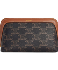 Small Cosmetic Pouch in Triomphe Canvas and Calfskin – Tan