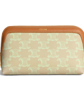 Cosmetic Lipstick Pouch in Triomphe Canvas and Calfskin – Sandcastle / Soft Lime