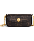 Lipstick Case on Chain in Triomphe Canvas – Black / Tan