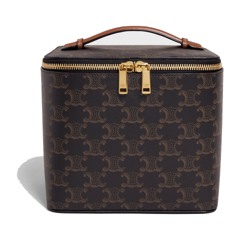 Square Vanity Case in Triomphe Canvas and Calfskin – Tan
