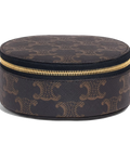 Zipped Round Case in Triomphe Canvas and Calfskin – Tan