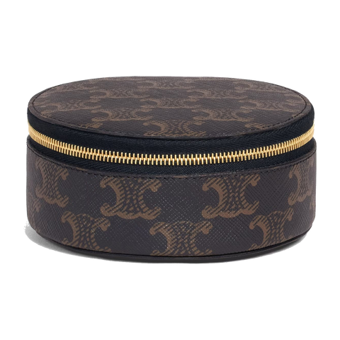 Zipped Round Case in Triomphe Canvas and Calfskin – Tan