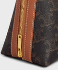 Large Cosmetic Pouch in Triomphe Canvas and Calfskin – Tan