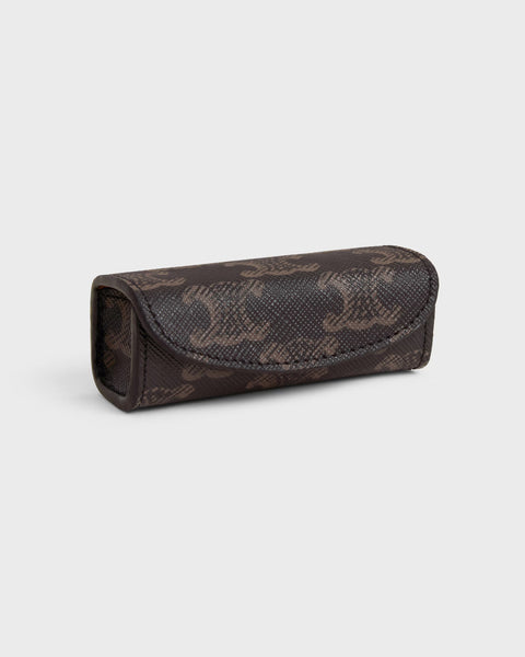 Lipstick Case in Triomphe Canvas – Black / Tan