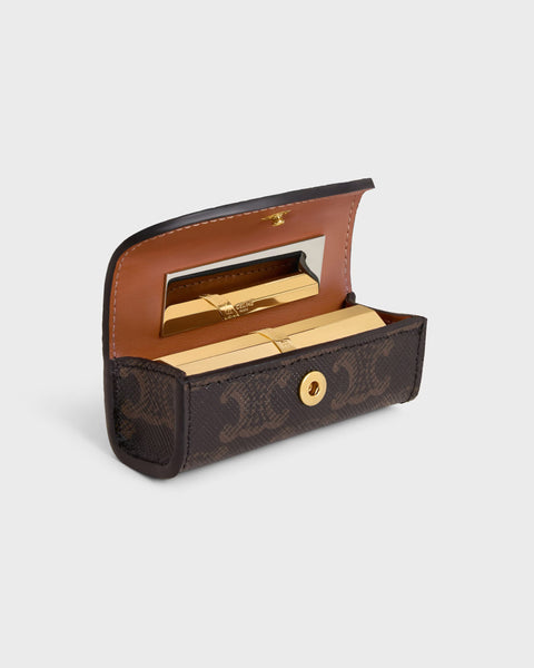 Lipstick Case in Triomphe Canvas – Black / Tan