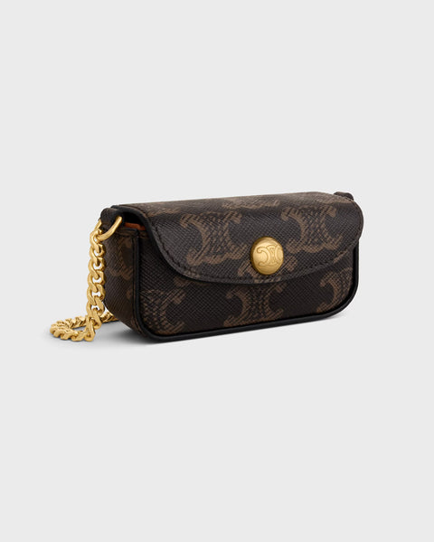 Lipstick Case on Chain in Triomphe Canvas – Black / Tan