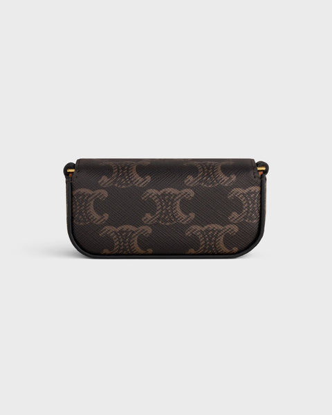 Lipstick Case on Chain in Triomphe Canvas – Black / Tan