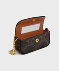 Lipstick Case on Chain in Triomphe Canvas – Black / Tan