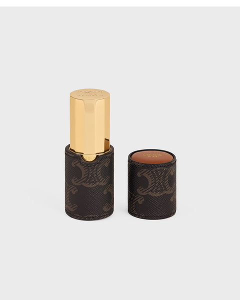 Lipstick Holder in Triomphe Canvas and Calfskin – Tan