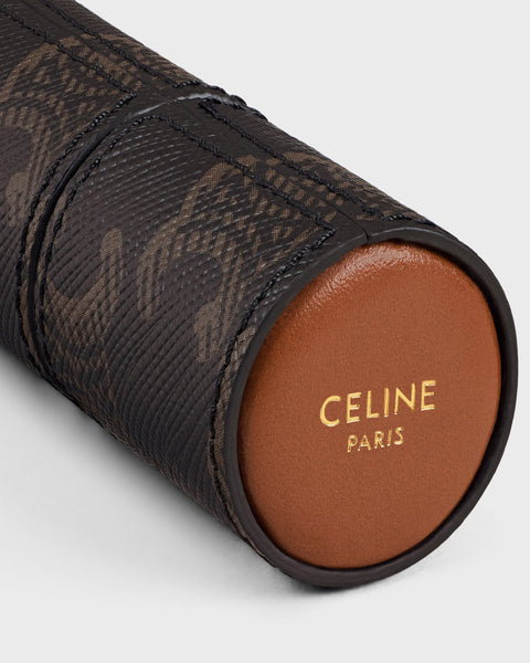 Lipstick Holder in Triomphe Canvas and Calfskin – Tan