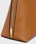 Medium Cosmetic Pouch in Smooth Calfskin – Soft Tan / Ultra Red