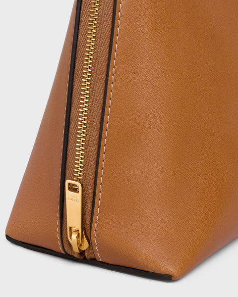 Medium Cosmetic Pouch in Smooth Calfskin – Soft Tan / Ultra Red