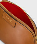 Medium Cosmetic Pouch in Smooth Calfskin – Soft Tan / Ultra Red