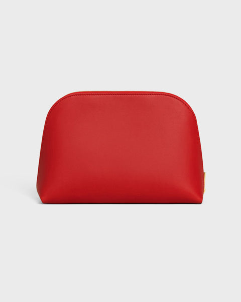 Medium Cosmetic Pouch in Smooth Calfskin – Ultra Red / Syrah