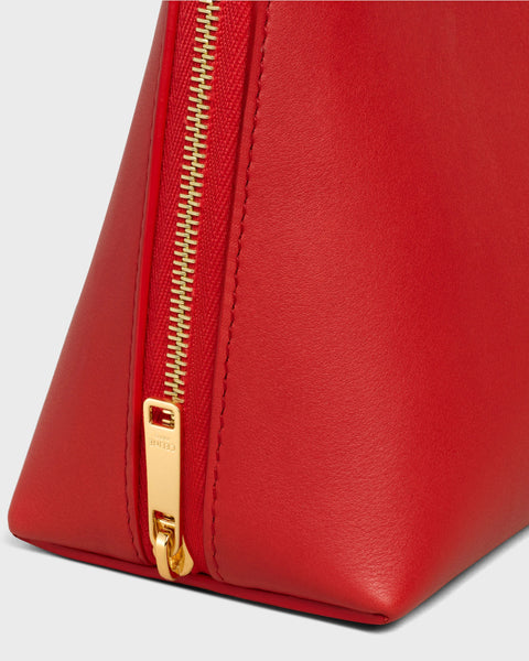 Medium Cosmetic Pouch in Smooth Calfskin – Ultra Red / Syrah