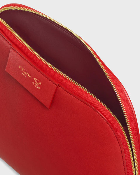 Medium Cosmetic Pouch in Smooth Calfskin – Ultra Red / Syrah