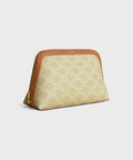 Medium Cosmetic Pouch in Triomphe Canvas and Calfskin – Sandcastle / Soft Lime