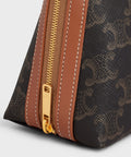 Medium Cosmetic Pouch in Triomphe Canvas and Calfskin – Tan