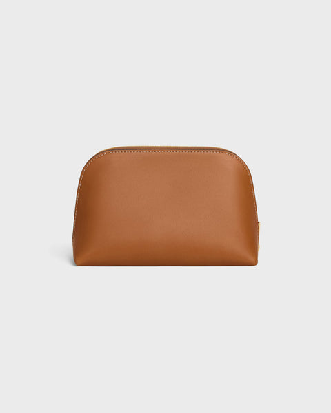 Small Cosmetic Pouch in Smooth Calfskin – Soft Tan / Ultra Red