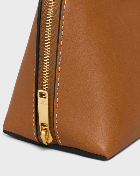 Small Cosmetic Pouch in Smooth Calfskin – Soft Tan / Ultra Red