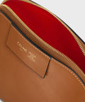 Small Cosmetic Pouch in Smooth Calfskin – Soft Tan / Ultra Red