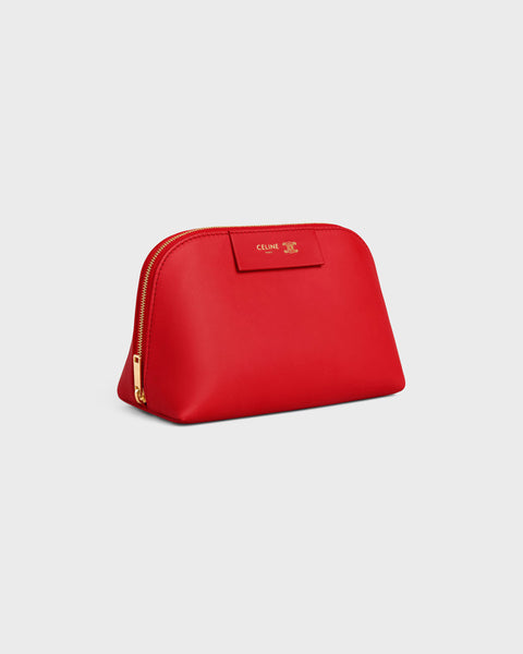 Small Cosmetic Pouch in Smooth Calfskin – Ultra Red / Syrah