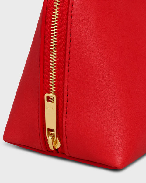 Small Cosmetic Pouch in Smooth Calfskin – Ultra Red / Syrah